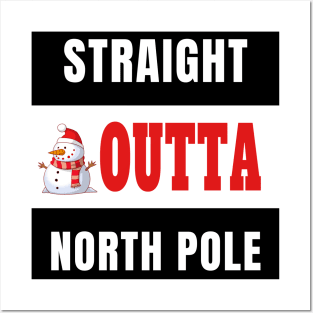 Straight Outta North Pole Cute Funny Cartoon Snowman Gift Posters and Art